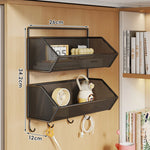 Over Cabinet Storage Basket Ventilated Metal Mesh Drill-Free Hang-On Organizer