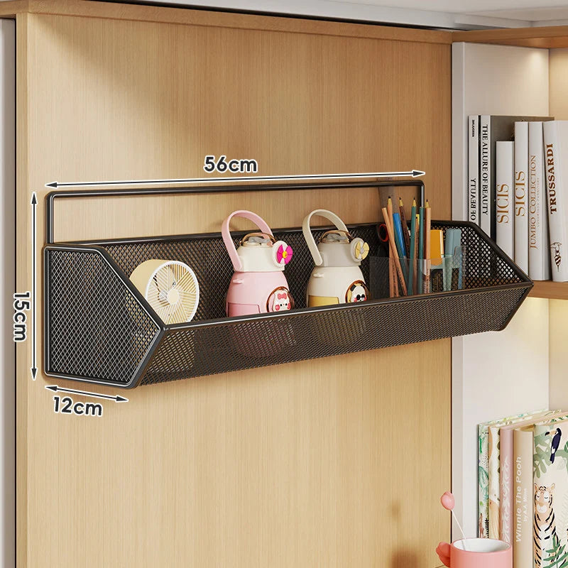 Over Cabinet Storage Basket Ventilated Metal Mesh Drill-Free Hang-On Organizer