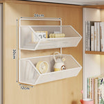 Over Cabinet Storage Basket Ventilated Metal Mesh Drill-Free Hang-On Organizer