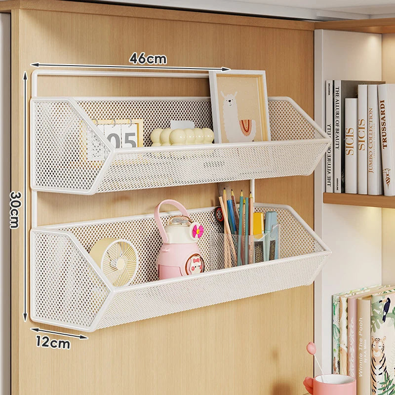 Over Cabinet Storage Basket Ventilated Metal Mesh Drill-Free Hang-On Organizer