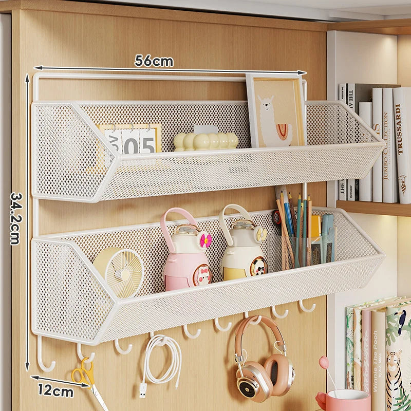 Over Cabinet Storage Basket Ventilated Metal Mesh Drill-Free Hang-On Organizer