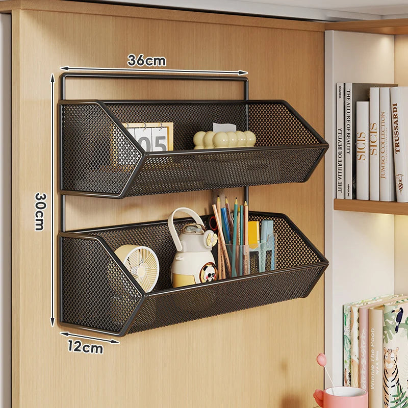Over Cabinet Storage Basket Ventilated Metal Mesh Drill-Free Hang-On Organizer