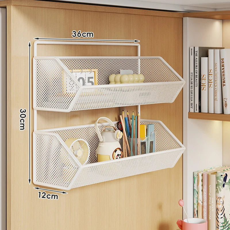 Over Cabinet Storage Basket Ventilated Metal Mesh Drill-Free Hang-On Organizer