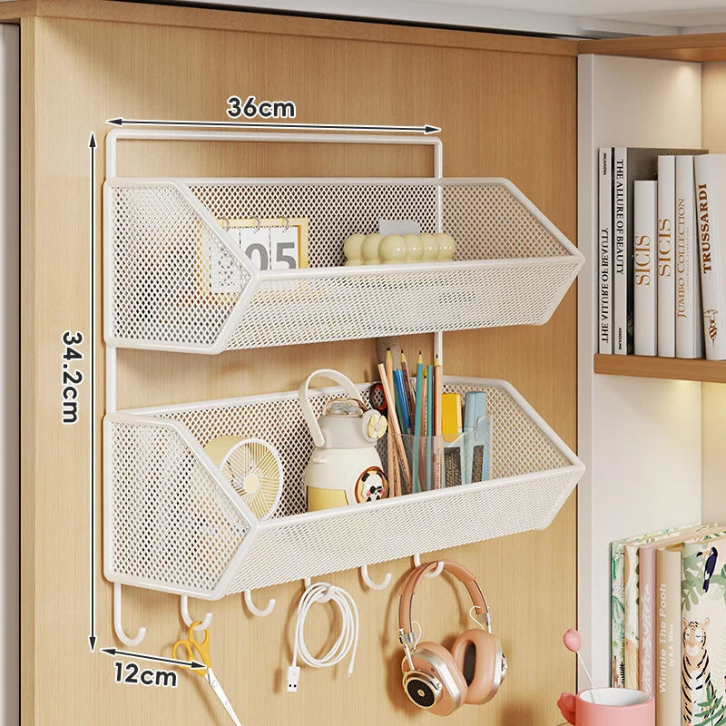 Over Cabinet Storage Basket Ventilated Metal Mesh Drill-Free Hang-On Organizer