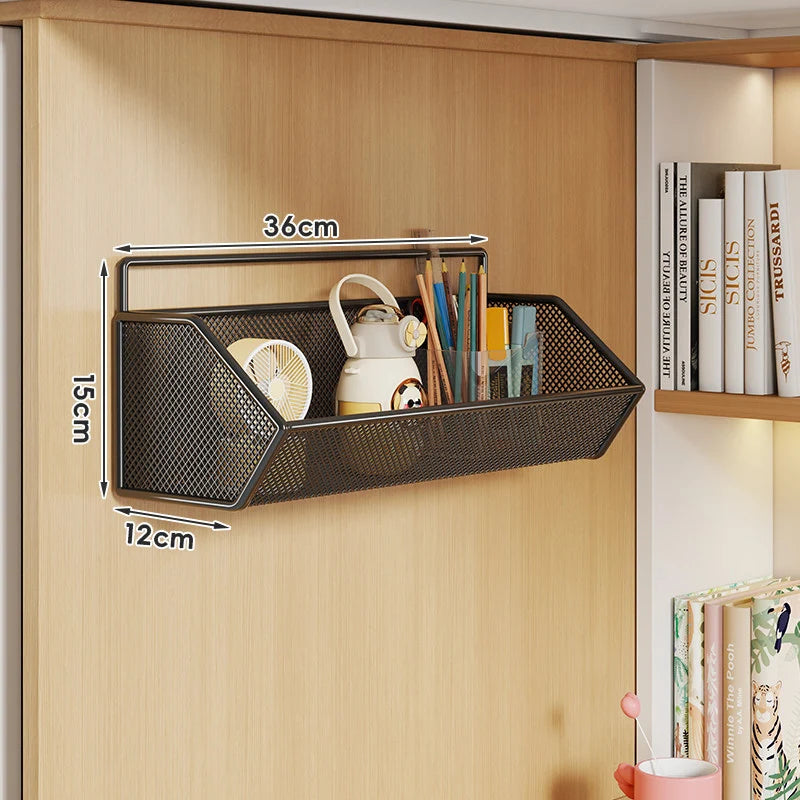 Over Cabinet Storage Basket Ventilated Metal Mesh Drill-Free Hang-On Organizer