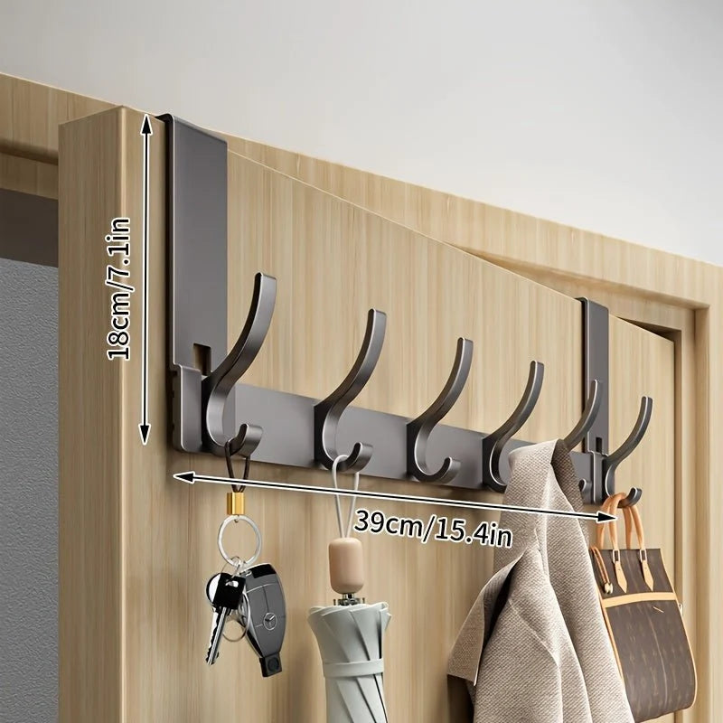 Over-The-Door Hook Aluminum No-Drill 6 or 7 Hooks