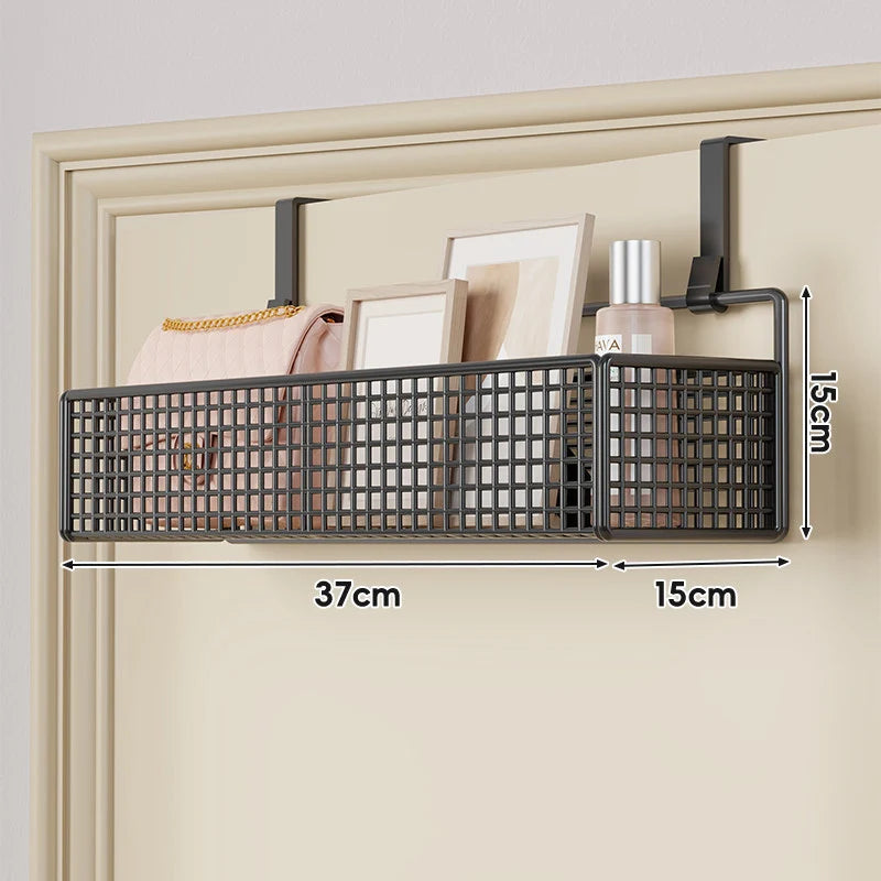 Over-The-Door Storage Basket Two-Tier Wire Tool-Free Hanging