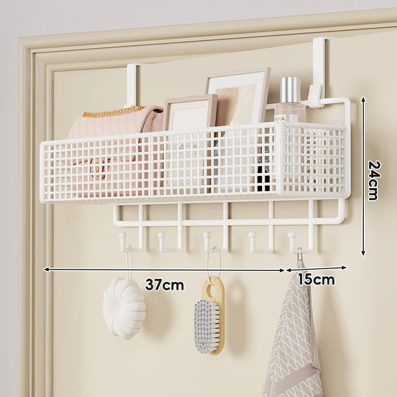 Over-The-Door Storage Basket Two-Tier Wire Tool-Free Hanging