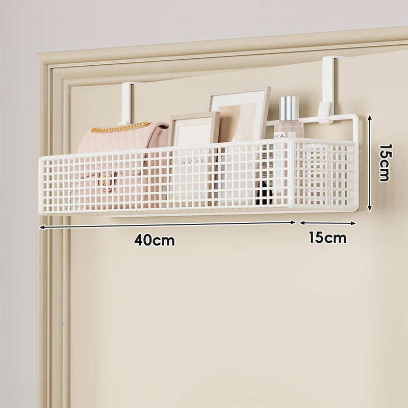 Over-The-Door Storage Basket Two-Tier Wire Tool-Free Hanging