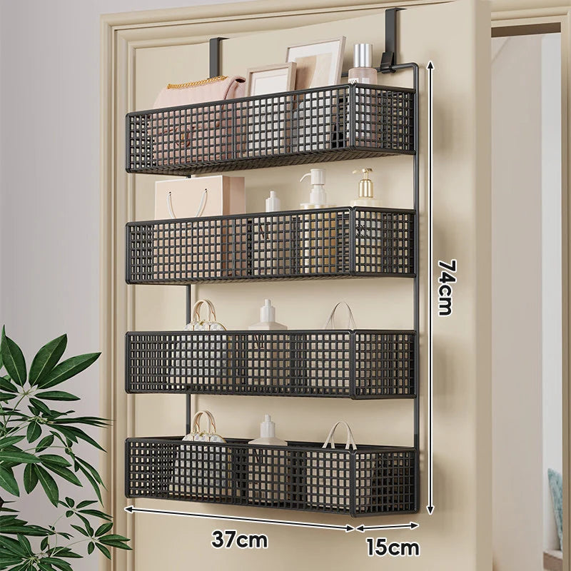 Over-The-Door Storage Basket Two-Tier Wire Tool-Free Hanging