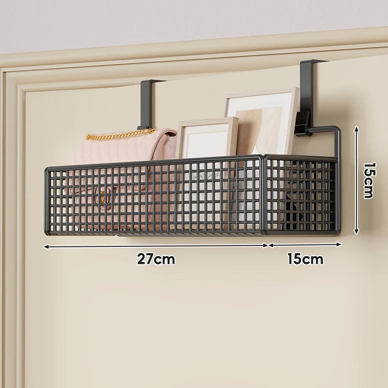 Over-The-Door Storage Basket Two-Tier Wire Tool-Free Hanging