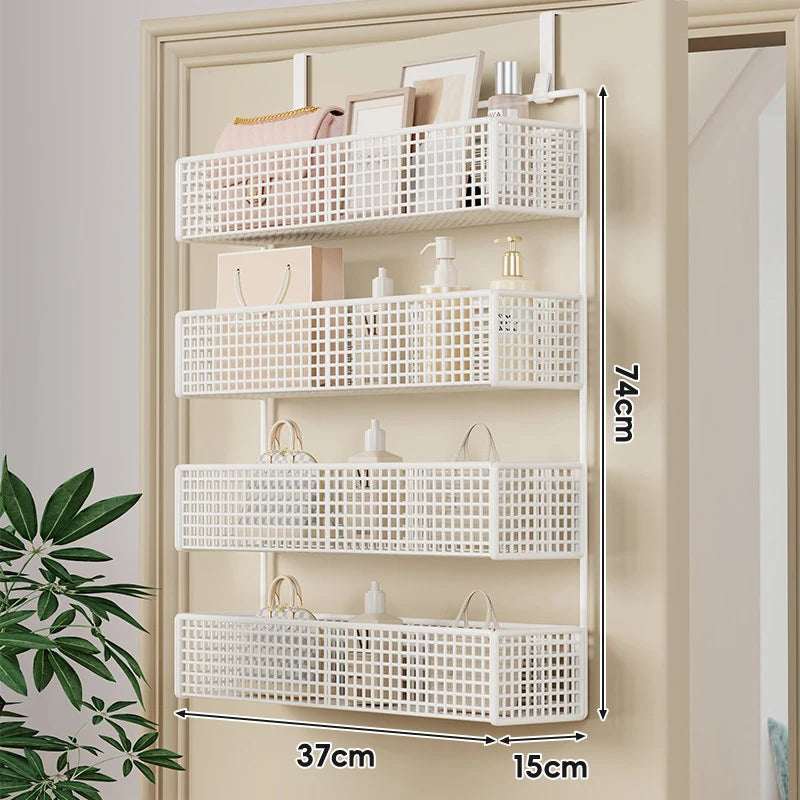 Over-The-Door Storage Basket Two-Tier Wire Tool-Free Hanging