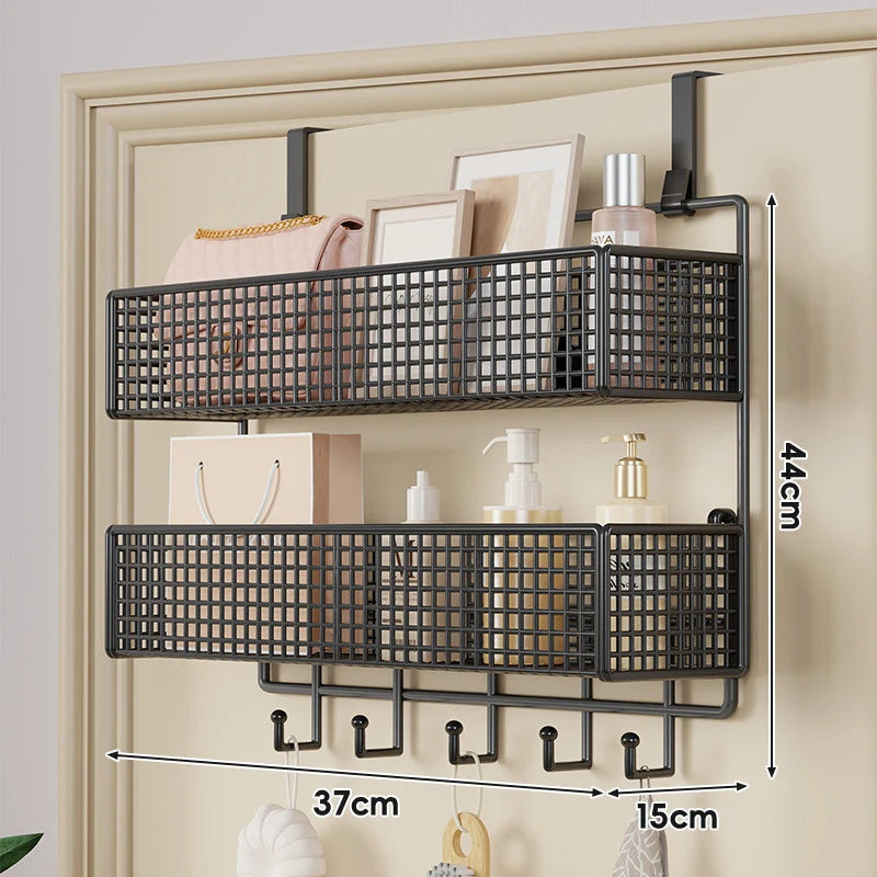 Over-The-Door Storage Basket Two-Tier Wire Tool-Free Hanging
