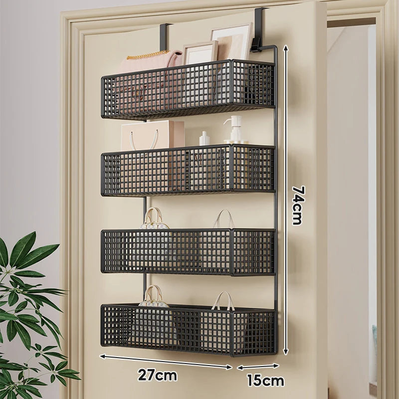 Over-The-Door Storage Basket Two-Tier Wire Tool-Free Hanging