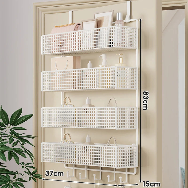 Over-The-Door Storage Basket Two-Tier Wire Tool-Free Hanging