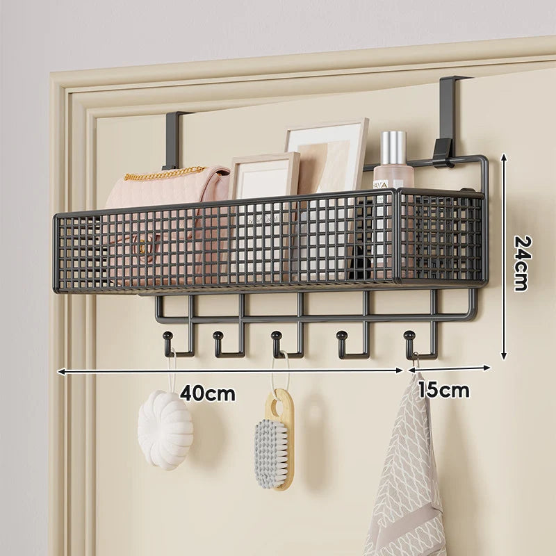 Over-The-Door Storage Basket Two-Tier Wire Tool-Free Hanging