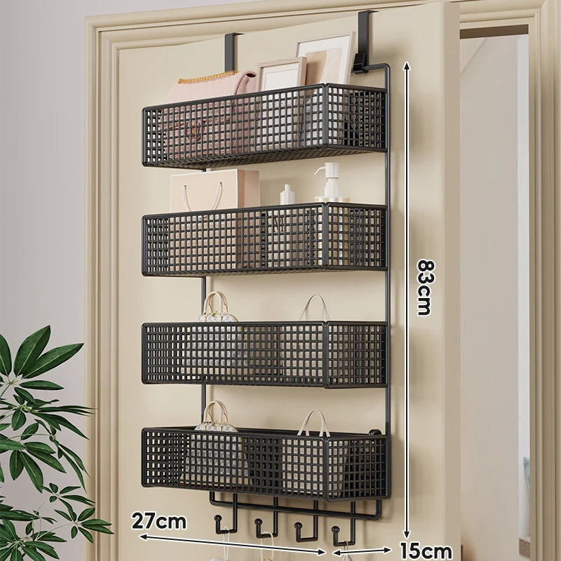 Over-The-Door Storage Basket Two-Tier Wire Tool-Free Hanging