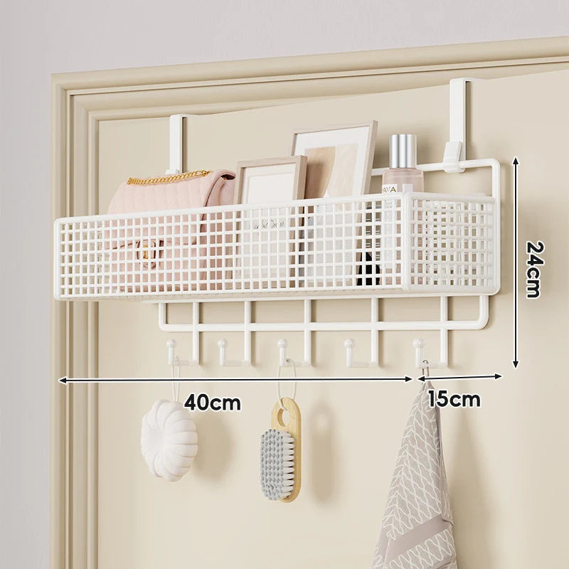 Over-The-Door Storage Basket Two-Tier Wire Tool-Free Hanging