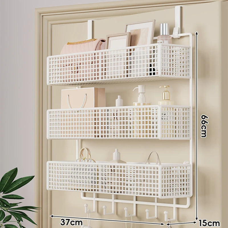 Over-The-Door Storage Basket Two-Tier Wire Tool-Free Hanging