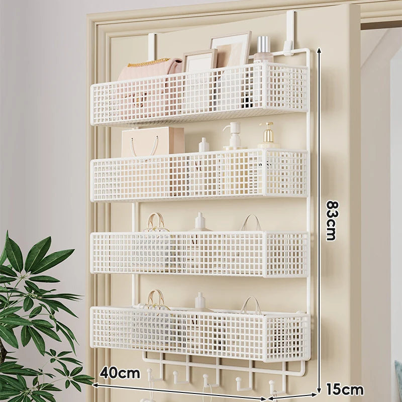 Over-The-Door Storage Basket Two-Tier Wire Tool-Free Hanging