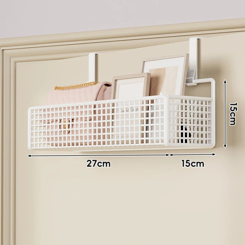 Over-The-Door Storage Basket Two-Tier Wire Tool-Free Hanging