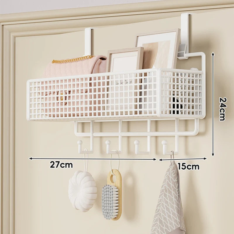 Over-The-Door Storage Basket Two-Tier Wire Tool-Free Hanging
