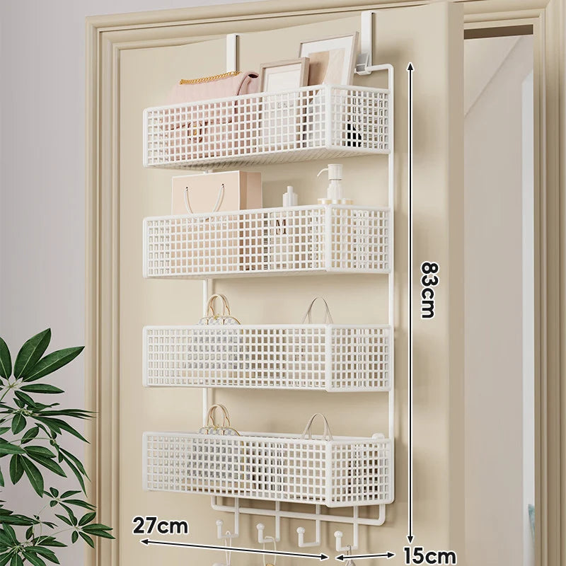 Over-The-Door Storage Basket Two-Tier Wire Tool-Free Hanging