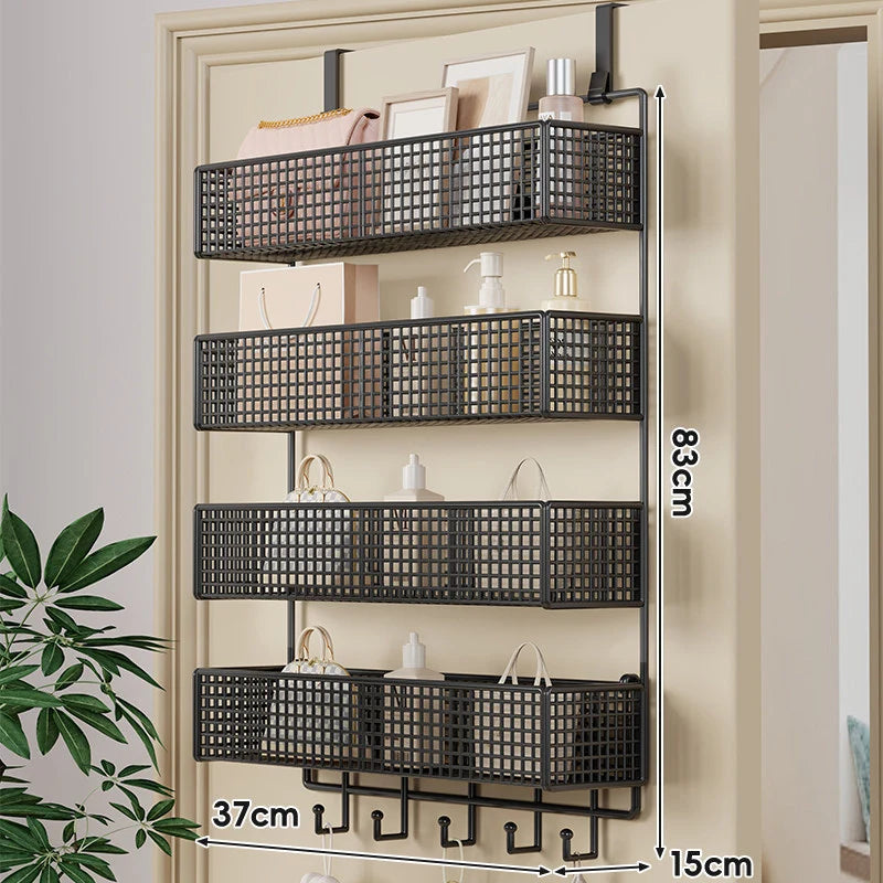 Over-The-Door Storage Basket Two-Tier Wire Tool-Free Hanging