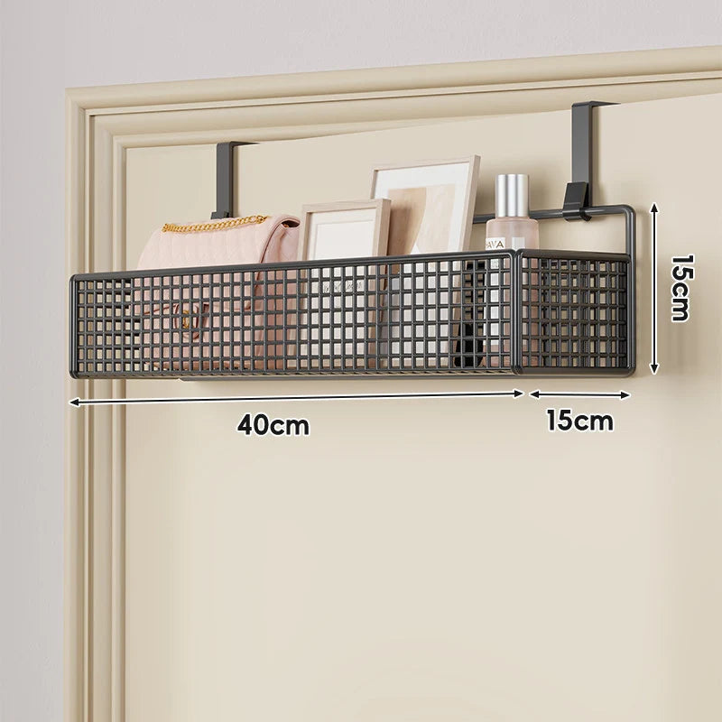 Over-The-Door Storage Basket Two-Tier Wire Tool-Free Hanging