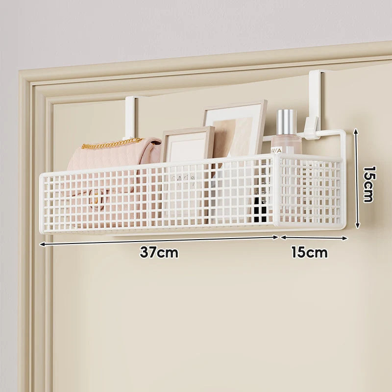 Over-The-Door Storage Basket Two-Tier Wire Tool-Free Hanging