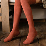 Over-The-Knee Socks Cable Knit Cotton Blend Non-Slip