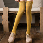 Over-The-Knee Socks Cable Knit Cotton Blend Non-Slip