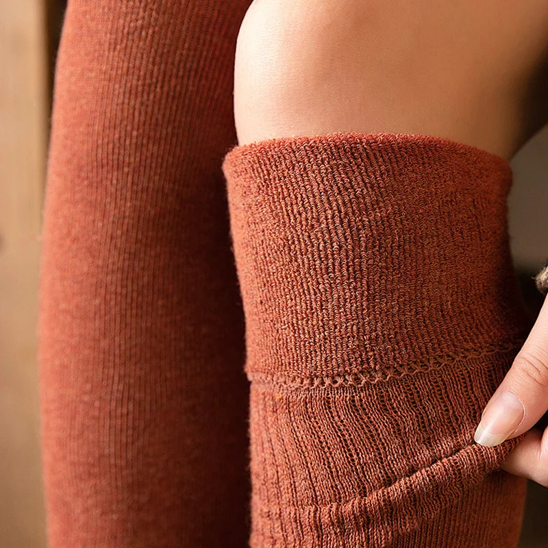 Over-The-Knee Socks Cable Knit Cotton Blend Non-Slip