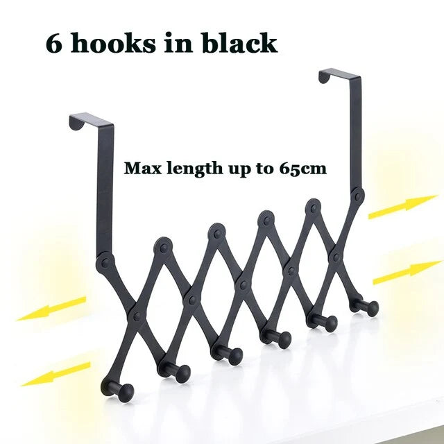 Over-the-Door Hook Rack Stainless Steel Retractable Hooks