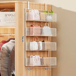 Over-the-Door Storage Organizer Metal Mesh Four-Tier Tool-Free Hanging