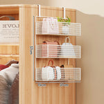 Over-the-Door Storage Organizer Metal Mesh Four-Tier Tool-Free Hanging