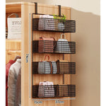 Over-the-Door Storage Organizer Metal Mesh Four-Tier Tool-Free Hanging