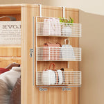 Over-the-Door Storage Organizer Metal Mesh Four-Tier Tool-Free Hanging