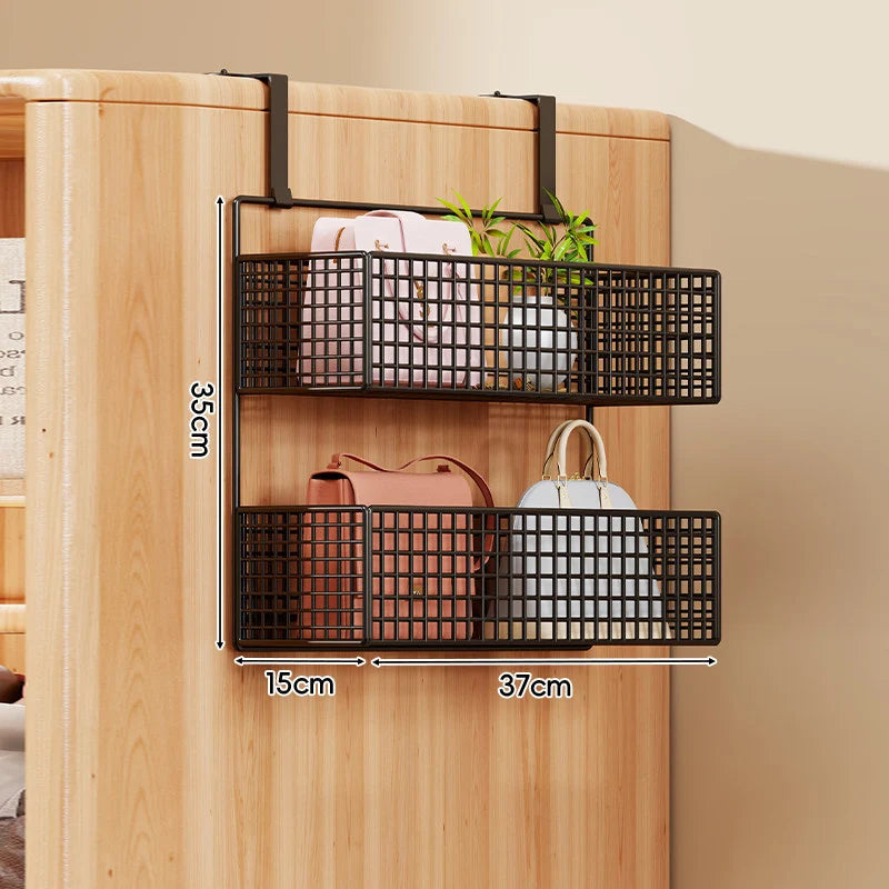 Over-the-Door Storage Organizer Metal Mesh Four-Tier Tool-Free Hanging