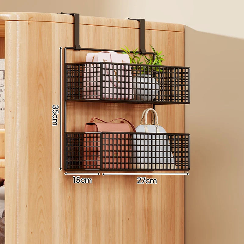 Over-the-Door Storage Organizer Metal Mesh Four-Tier Tool-Free Hanging
