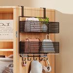 Over-the-Door Storage Organizer Metal Mesh Four-Tier Tool-Free Hanging