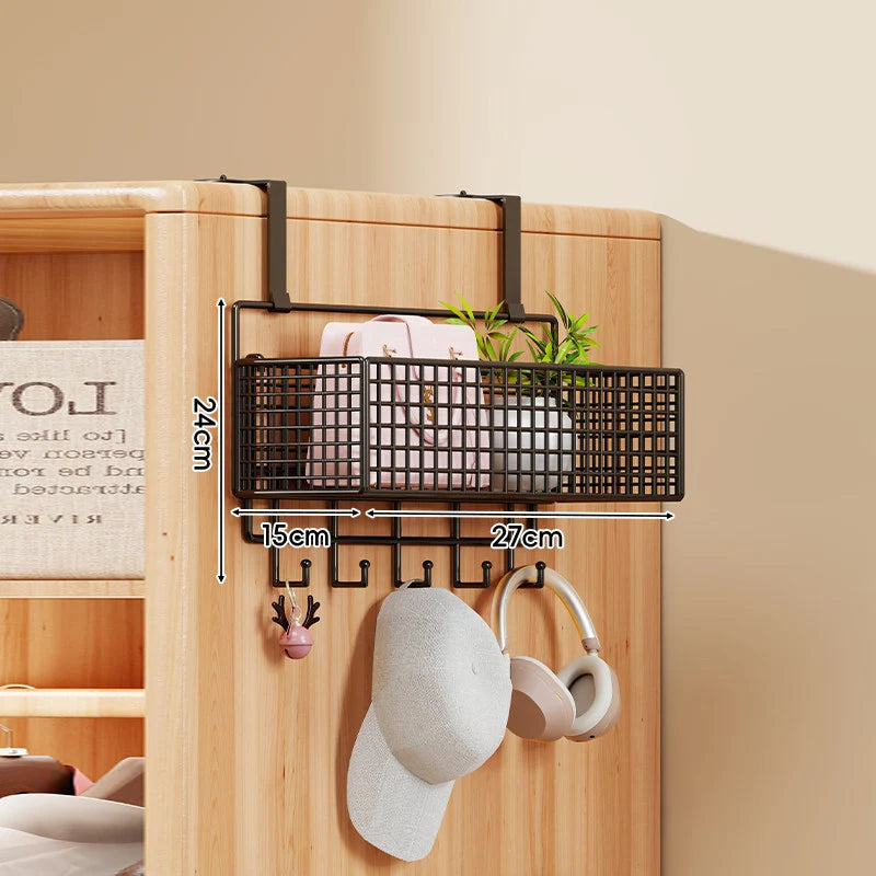 Over-the-Door Storage Organizer Metal Mesh Four-Tier Tool-Free Hanging