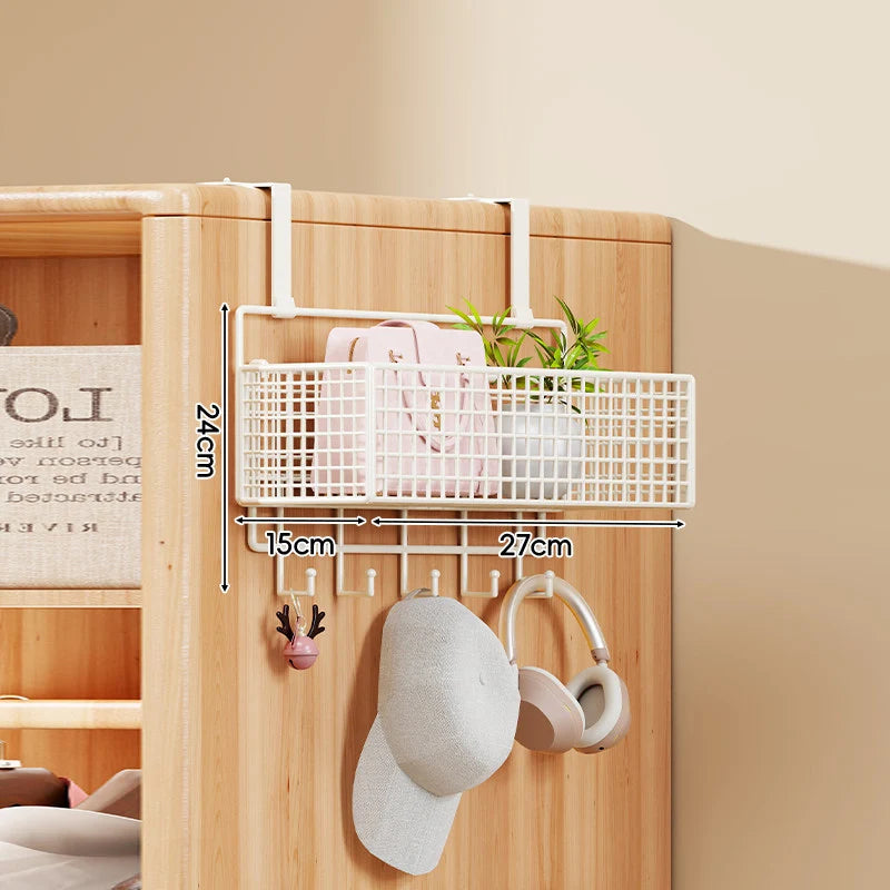 Over-the-Door Storage Organizer Metal Mesh Four-Tier Tool-Free Hanging