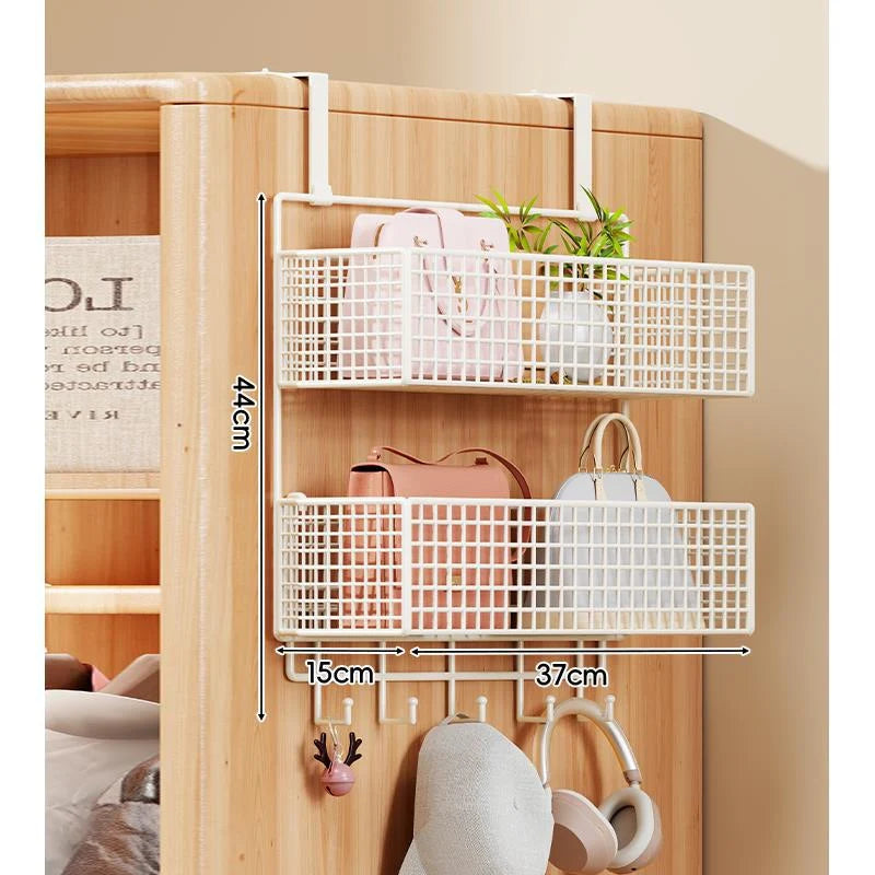 Over-the-Door Storage Organizer Metal Mesh Four-Tier Tool-Free Hanging