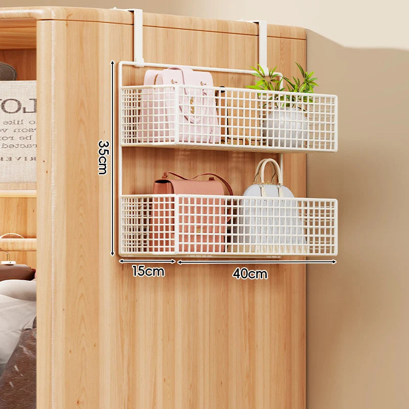 Over-the-Door Storage Organizer Metal Mesh Four-Tier Tool-Free Hanging