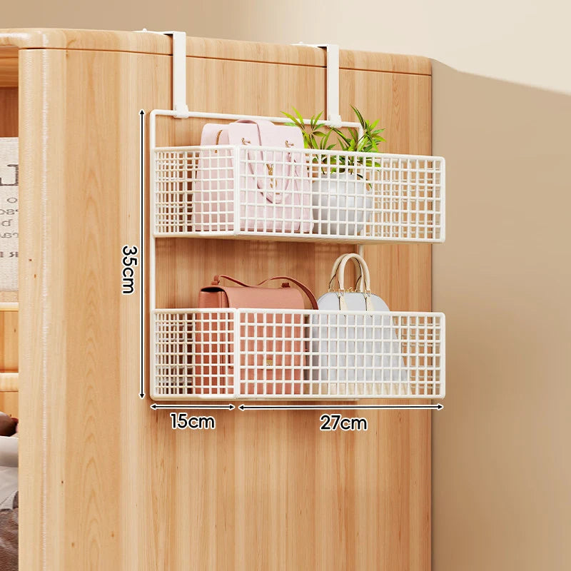 Over-the-Door Storage Organizer Metal Mesh Four-Tier Tool-Free Hanging