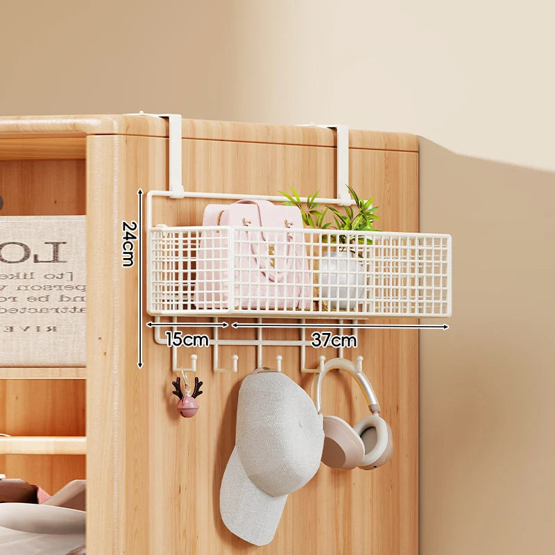 Over-the-Door Storage Organizer Metal Mesh Four-Tier Tool-Free Hanging