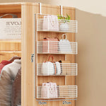 Over-the-Door Storage Organizer Metal Mesh Four-Tier Tool-Free Hanging