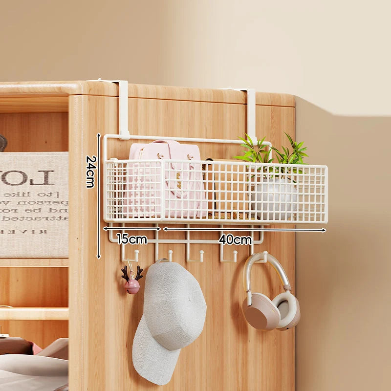 Over-the-Door Storage Organizer Metal Mesh Four-Tier Tool-Free Hanging