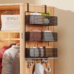 Over-the-Door Storage Organizer Metal Mesh Four-Tier Tool-Free Hanging